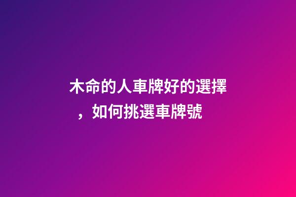 木命的人車牌好的選擇，如何挑選車牌號